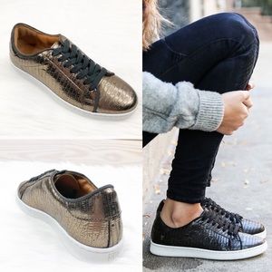 Frye Sneaker Alexis Low Lace Metallic Italy New